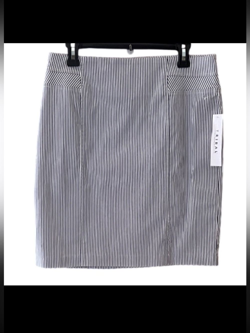 NWT Tribal Striped Blue and White Sparkly Skirt Casual Office Work Modest